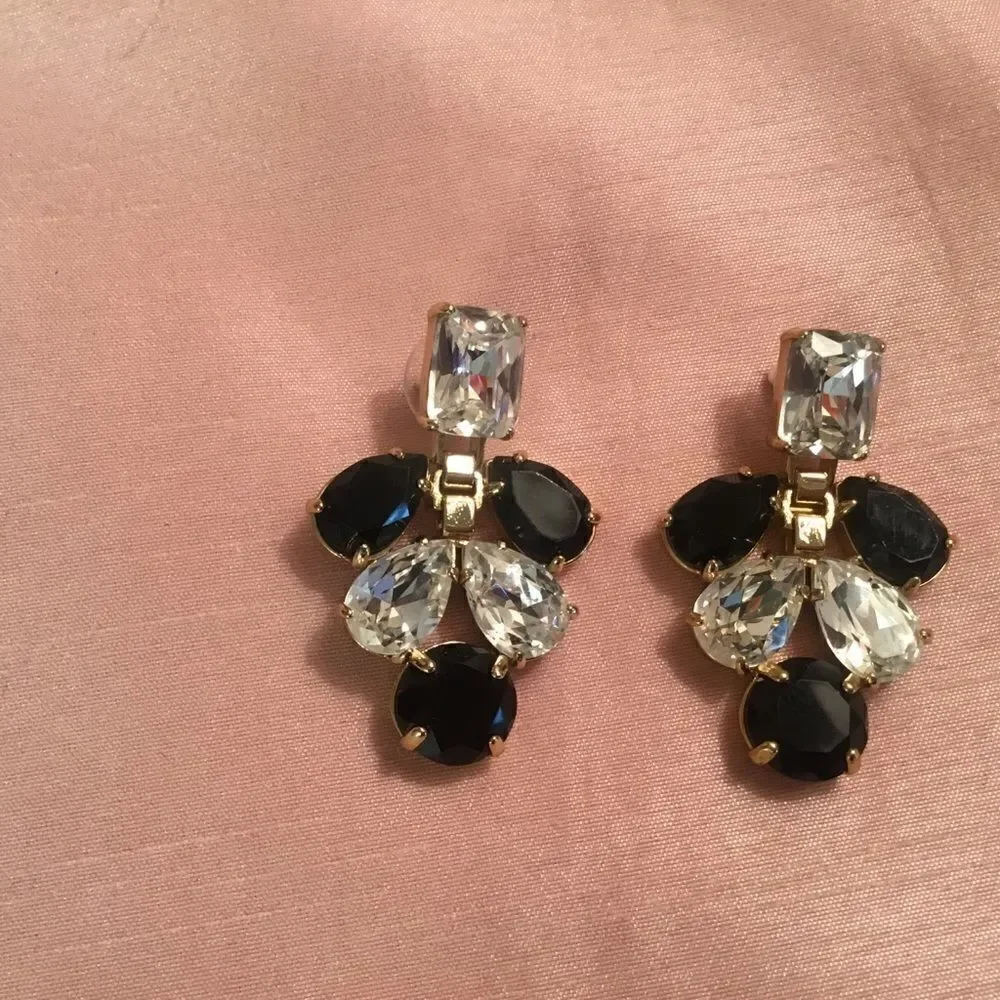 Goldtone Blue and Clear Glamour Earrings
